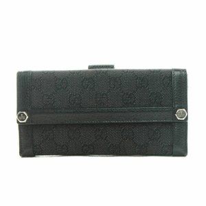 Gucci Black Monogram Denim & Leather Long Wallet - image 1